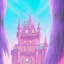 Placeholder: a pink castle, magical crystal pink castel, vertical light, pink and blue wisteria , pink vertical, blue lake,sharp, background vertical blue gradient vertical, elegant, highly detailed, artstation, concept art, smooth, sharp focus, illustration, 8k, splash art, wallpaper, key visual