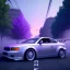 Placeholder: place where u wash a car, street view, sun set , unity, scriptable render pipeline , lighting , volumetric , global illumination, fog , purple tone.