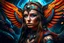 Placeholder: beautifull GIRL PRETTY FACE, an Aztec warrior QUEEN , FIGHTER, FREE WRESTLING , WARRIOR GIRL, PRETTY EYES highly detailed face, multicolored eyes , multicoloured hair, long hair, STARS GALAXY background, 4k, high resolution, CONCEPTUAL ART, CINEMATIC, PHOTO HD, MYSTIC, GHOTIC ART, ANGEL BIG LONG WINGS METAL CYBER, HIGH RESOLUTION, TATTOOS, FIRE SNAKE, PIRAMIDES,