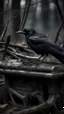 Placeholder: black vein, human veins, mixing together a lot of them, like a forest, big and small veins a lot of them, a crow standing on an old piano