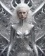Placeholder: A mesmerizing fusion of intimate abstraction and surreal futurism, depicting a striking female albino figure adorned in a breathtaking silver chrome-scaled suit. The intricate structure of the suit echoes the hyper-fractal nature of a coherent hyper-position lattice, creating a dynamic interplay of light and form that seems almost otherworldly. Her presence is both mysterious and seductive, yet tinged with an innocent vulnerability, as she gazes outward with an expression of deep longing. Ether