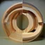 Placeholder: create a circular labryinth of wood, one side entry and opposite side exit, from 45 degree below eye level