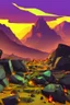 Placeholder: an inferno landscape with rocks cell shading