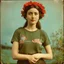 Placeholder: Old Autochrome photo of French courtisane Liane de Pougy, wearing a t-shirt, 1890,