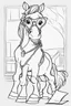 Placeholder: Outline art for cute coloring pages with horse with glasses, full body, white background, sketch style, only use outline, clean line art, no shadows and clear and well outlined.