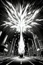 Placeholder: explosion on the streets of Tokyo, greyscale