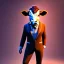 Placeholder: A cow wearing a pantsuit
