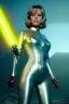 Placeholder: Ultra Realistic retro sci-fi portrait image from 1960, spaceship, sweet young Jane Fonda, tight latex suit, lightsaber fighting stance, soft color, highly detailed, unreal engine 5, ray tracing, RTX, lumen lighting, ultra detail, volumetric lighting, 3d, finely drawn, high definition, high resolution.