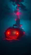 Placeholder: ,surrealism of the dark of a nightmare , hyper photorealistic, hyper detailed bright art color, high resolution, fog, octane render, tilt shift, HDRI Environment, an American modern submarine under the ocean water