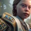 Placeholder:  Greta Thunberg octane render, 8k, high detail, droid, android, metallic