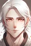 Placeholder: portrait of a guy with white hair or brown eyes in Japanese anime style