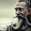 Placeholder: Viking theme, a younger woman sitting next to a 50-year-old man, portrait, 8K, close-up face, anatomically perfect face, Highly detailed stunning full frame portrait, misty and cloudy atmosphere