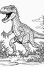 Placeholder: create a coloring page, white background Show a T-Rex patrolling the edge of its territory, marking the boundary with its scent and warning intruders to stay away ink drawing clipart, simple line illustrations, colored