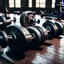 Placeholder: Dumbbells on the floor in a gym