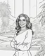 Placeholder: coloring page for teens, simple outlines art, cartoon style, outline drawing, bold outlines, clean and clear outlines, no tones color, no color, no detailed art, art full view, wide angle, white background, Oprah Winfrey