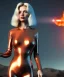 Placeholder: retro sci-fi portrait image from 1980, Los Angeles street explosions, fire, scared people, blonde woman walking, sweet Kate moss face, tight latex suit, soft color, highly detailed, unreal engine 5, ray tracing, RTX, lumen lighting, ultra detail, volumetric lighting, 3d, finely drawn, high definition, high resolution.