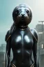 Placeholder: portrait of singer SEAL,beautiful african robot, post-apocalyptic in a cyberpunk city, realistic, intriacte detail, sci-fi fantasy style, volumetric lighting, particales,highly detailed,cinamatic, deep dark ,gold lights.