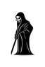 Placeholder: Extremely simple and fun logo representing the shadow of the grim reaper. Black on white background