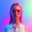 Placeholder: isometric clean art of super cute nerd girl wearing shades, neon lighting, soft lighting, soft pastel gradients, high definition, 3d icon clay render, blender 3d, studio lighting, god rays, octane render, unreal engine 5