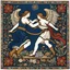 Placeholder: Jacob wrestling with angel from a series of six tapestries created in the style of mille-fleurs ("thousand flowers") and woven in Flanders from wool and silk, from designs, drawn in Paris around 1500