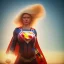 Placeholder: blonde superwoman. photographic, bright colors and sunset, oil on canvas, kodachrome, volumetric light