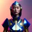 Placeholder: woman, asian, blue, heavily made up face, round helmet, decorative color feathers, retro futuristic, latex coat, soft color, highly detailed, art stations, concept art, smooth, unreal engine 5, god rays, ray tracing, RTX, lumen lighting, ultra detail, volumetric lighting, 3d, finely drawn, high definition, high resolution.