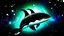 Placeholder: Зшсегку of pretty killer whale on space background