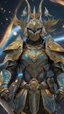 Placeholder: A close picture to cosmic warrior, cosmic galaxy armor intricate details, highly detailed, in dreamshaper finetuned model with dynamic art style witg