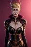 Placeholder: Cersei Lannister as evil queen in black leather, busty, cleavage, curvy, lena headay, angry, stern look. character design by cory loftis, fenghua zhong, ryohei hase, ismail inceoglu and ruan jia. unreal engine 5, artistic lighting, highly detailed, photorealistic, fantasy