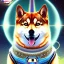 Placeholder: shiba inu starry eyes, psychic orbs, US spaceforce collar