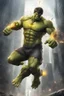 Placeholder: Create a picture of hulk and reverse Flash falling from the skye facing downwards