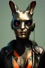 Placeholder: Medium Close Up Portrait, Front image. cyberpunk, rabbit mask, british woman, long hair. Latex suit army. Orange, black, color. Rocketer style. Color background, photo studio. Avatar image, highly detailed, concept art, smooth, unreal engine 5, ray tracing, RTX, lumen lighting, ultra detail, volumetric lighting, 3d, finely drawn, high definition, high resolution.