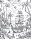 Placeholder: Pirates of the Caribbean: Skull Island Jungle Exploration Coloring Page: Create an intricate coloring page capturing the essence of Skull Island's dense jungle from the Pirates of the Caribbean movie. Depict towering trees, winding hidden paths, and exotic wild animals awaiting vibrant interpretations. Integrate iconic elements like the Black Pearl sailing on the horizon or discreetly placed treasure chests, inviting enthusiasts to bring this adventurous scene to life with their black and white