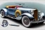 Placeholder: pen and color marker, true-to-life 1933 Duesenberg SJ Speedster, two-tone paintjob, centered, intricate, extreme detailed, photorealism, center view, stylized random background, pivot on duesenberg, painting by cheryl kelley