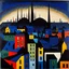 Placeholder: City with many colors, solchi e rilievi, dark blue decal pointillism Max Ernst