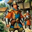 Placeholder: fantasy 90's tcg art of a heroic town guard