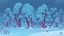 Placeholder: fantasy cartoon style illustration: red mitten on snow in the wood