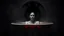 Placeholder: monochrome photo of very blur face sad pale woman sitting in bath tube around her red water, in bath, blur fog, background one black demonic shadow, dark gray old wall, darkness around, sad, surreal dark vibe, dark colors, in wall circle dark deep abyss,splash art, cinematic, depressive vibe