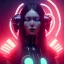 Placeholder: Russian, Cyber Woman, long red hair, samurai, cyberpunk, neon, highly detailed, art stations, concept art, smooth, unreal engine 5, god rays, ray tracing, RTX, lumen lighting, ultra detail, volumetric lighting, 3d, finely drawn, high definition, high resolution, gradient background