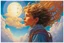 Placeholder: A child having a beautiful dream floating on a cloud painted by Michael Whelan. concept art, mid shot, intricately detailed, color depth, dramatic, 2/3 face angle, side light, colorful background