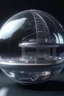 Placeholder: vaisseau galactique rond blanc et transparent