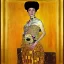 Placeholder: Retrato de cuerpo entero de una mujer bella vestida con el estilo de Gustav Klimt