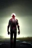 Placeholder: realistic image, joe biden zombie, zombie posing, arm cut and bleeding, amputated leg, night, walking with a limp, waist up view, dark ambient, highly detailed, sky background, concept art, unreal engine 5, god rays, ray tracing, RTX, lumen lighting, ultra detail, volumetric lighting, 3d, finely drawn, high definition, high resolution.