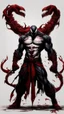 Placeholder: A close picture of Venom symbiote as ghost of Sparta red tattoos and Clothes, holding blade of choice