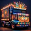 Placeholder: Hyper Realistic Traditionally Designed Cultural Multi Colored Truck Art With Fairy Lights.