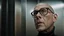 Placeholder: A striking, photorealistic portrait of Chris, a middle-aged european man with a slightly shaven head , wearing black square glasses, black shirta and makes a scared face. The background reveals a futuristic neon light, designed with modern, sleek lines and advanced technology. The overall ambiance gives off a sense of professionalism and cutting-edge innovation., photohigh detalied, sharp focus, professional photo