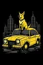 Placeholder: A ilustration of TAXI AND DOG , middle ground design, t-shirt design, no black ground, vector, 4k