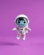 Placeholder: pop mart's space molly cosmonaut figurine, floating on solid background color