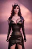 Placeholder: Lisa Ann as evil queen in black leather gown, angry, busty, curvey, cleavage, unreal 5, octane render,cinema4d, dynamic lighting, dramatic lighting, 4k, redshift render, highly detailed, hyper realistic