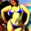 Placeholder: fullbody portrait of voluptuous atletic beautiful woman in swinsuit Joaquín Sorolla style